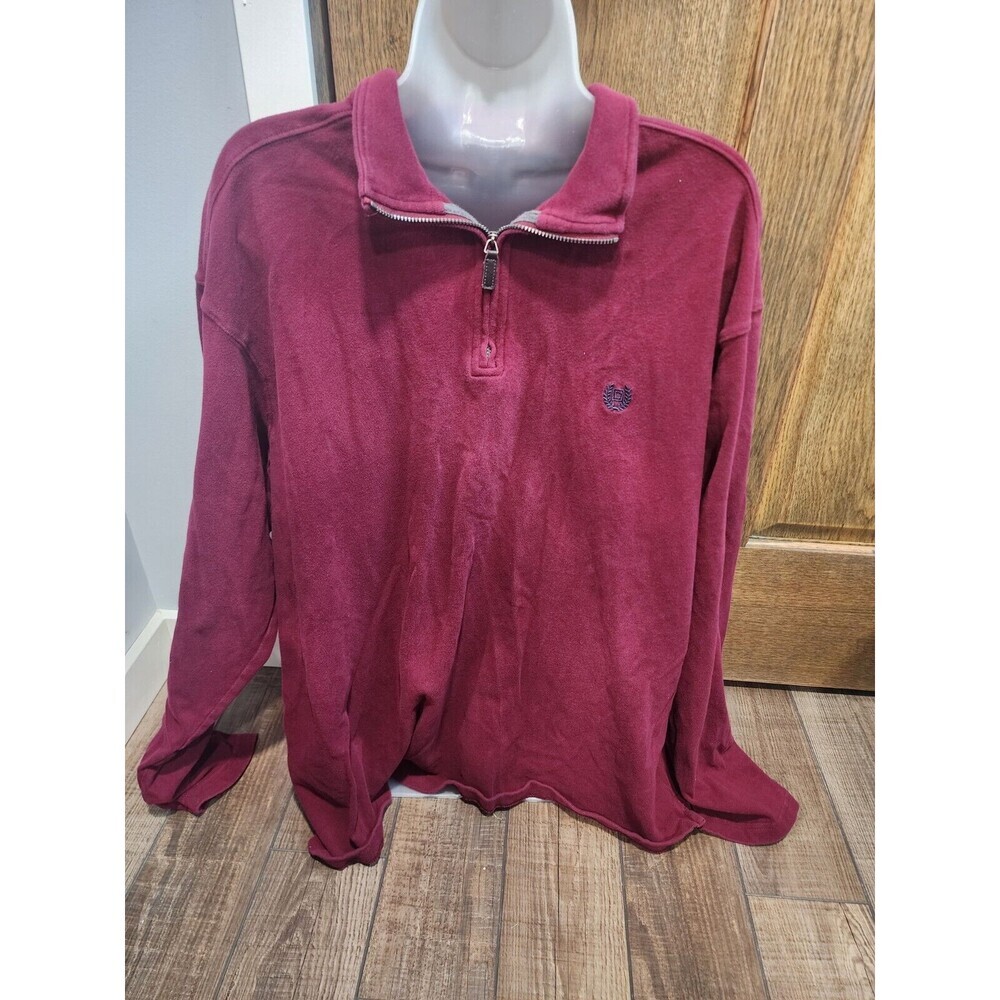 CHAPS Men's XXL Pullover 1/4 Zip Sweater Long Sleeve Maroon Cotton